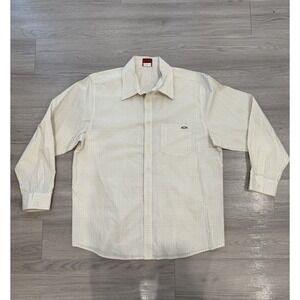 Vtg Oakley Button Down Long‎ Sleeve Rounded Square Geometric Yellow Gold Men's L